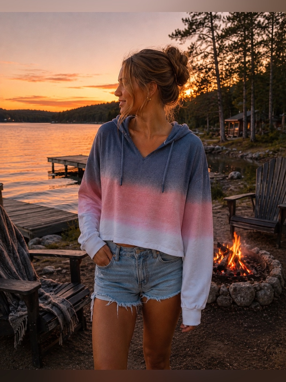 🏔️ FarWest | Oversized | Cropped | Boxy |Ombre Hoodie | Blue Pink White 💙🩷🤍